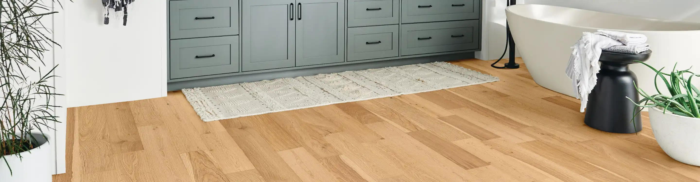 hardwood flooring in a bathroom